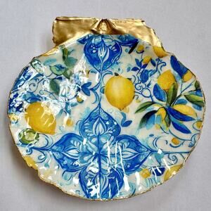 Mediterranean Lemon Blue Tile Trinket Dish